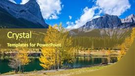  Presentation with natural - Audience pleasing slide deck consisting of natural park near the town of canmore canada the three sisters mountains deciduous and coniferous forests and lovely shallow lake backdrop and a tawny brown colored foreground
