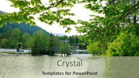  Presentation with beautiful mountains river lake sky nature - Presentation design consisting of natural-park-of-jasna-lake background and a mint green colored foreground