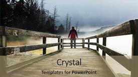  Presentation with natural park yellowstone - Beautiful presentation theme featuring natural park yellowstone - boardwalk om thermal hot spring backdrop and a  colored foreground