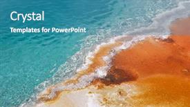  Presentation with hot spring - Slide deck with natural park yellowstone - mammoth hot spring background and a  colored foreground