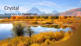  Presentation with scenic - Beautiful slides featuring natural park yellowstone - scenic autumn landscape in grand backdrop and a light blue colored foreground