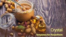  Presentation with peanut oil - Cool new slide deck with natural peanut butter with oil backdrop and a tawny brown colored foreground