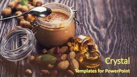  Presentation with peanut oil - Beautiful PPT theme featuring natural peanut butter with oil backdrop and a tawny brown colored foreground