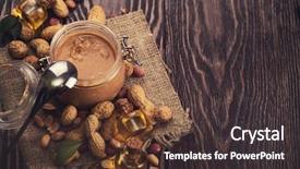  Presentation with peanut oil - Audience pleasing PPT layouts consisting of natural peanut butter with oil backdrop and a dark gray colored foreground