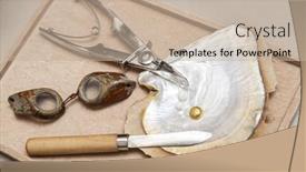  Presentation with pearl oyster - Presentation consisting of natural-pearls-inside-the-oyster background and a mint green colored foreground