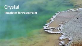  Presentation with natural park yellowstone - Beautiful PPT theme featuring natural pool in yellowstone national park united states backdrop and a teal colored foreground