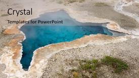  Presentation with natural park yellowstone - PPT layouts having natural pool in yellowstone national park united states background and a mint green colored foreground