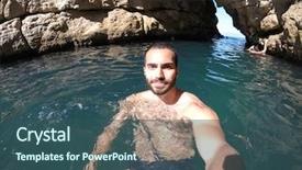  Presentation with man in nature - Theme featuring natural pool on a cave background and a  colored foreground