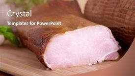  Presentation with natural - Slide set having natural-prepared-smoked-pork-sirloin background and a red colored foreground