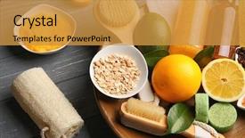  Presentation with natural products - Presentation theme with natural products - body care set for peeling background and a gold colored foreground