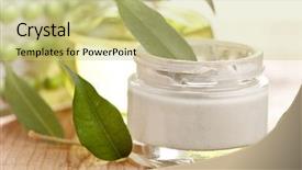  Presentation with organic - PPT theme with natural products - bottle of organic cream background and a yellow colored foreground