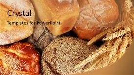  Presentation with natural products - PPT layouts having natural products - different bread with ears close background and a gold colored foreground