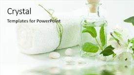  Presentation with fresh water - Amazing PPT theme having natural products - jar with fresh leaves flowers backdrop and a cool aqua colored foreground