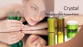  Presentation with natural cosmetic - Amazing presentation theme having natural products - organic cosmetic backdrop and a coral colored foreground