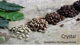  Presentation with coffee beans - Beautiful PPT theme featuring natural products - row of roasted coffee beans backdrop and a light gray colored foreground