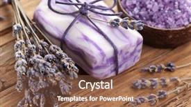  Presentation with handmade spa lavender soap - Cool new presentation theme with natural products - soap with sea-salt and dried backdrop and a tawny brown colored foreground