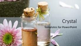  Presentation with oil products - Slides having natural products - spa essential oil aromatherapy background and a  colored foreground