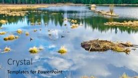  Presentation with lake - Cool new slide deck with natural-reflections-on-a-lake backdrop and a light blue colored foreground