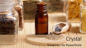  Presentation with lavender - Presentation theme having natural remedies - dried caledula lavender petals background and a coral colored foreground