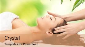  Presentation with salon - Colorful PPT theme enhanced with natural remedies - picture of beautiful woman backdrop and a  colored foreground