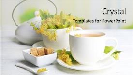  Presentation with dried herbs and dried flowers - PPT theme featuring natural remedies - tasty herbal tea with linden background and a soft green colored foreground