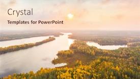  Presentation with bird eye view - Beautiful theme featuring natural-reserve-sin-sha-belarus backdrop and a lemonade colored foreground