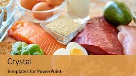  Presentation with rich - Colorful theme enhanced with natural rich in protein food backdrop and a gold colored foreground