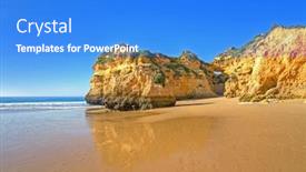  Presentation with rocks - Beautiful PPT theme featuring natural-rocks-at-praia-tres backdrop and a cobalt blue colored foreground