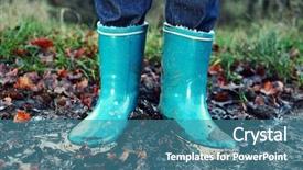  Presentation with rain fall - Audience pleasing presentation consisting of natural rubber - fall autumn concept - rain backdrop and a teal colored foreground