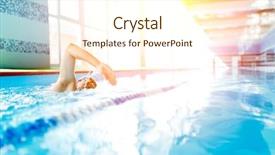  Presentation with pool side - Cool new PPT theme with natural rubber - photo of athlete man backdrop and a cream colored foreground