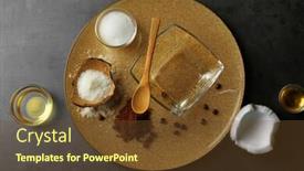  Presentation with natural ingredients - Audience pleasing PPT theme consisting of natural scrub ingredients on gray background backdrop and a tawny brown colored foreground