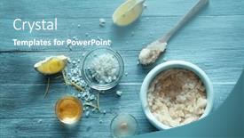  Presentation with natural ingredients - Beautiful slides featuring natural scrub ingredients on wooden background backdrop and a light blue colored foreground