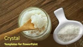  Presentation with natural ingredients - Beautiful PPT theme featuring natural scrub ingredients on wooden background backdrop and a tawny brown colored foreground