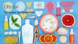  Presentation with skin care natural products - Audience pleasing slide deck consisting of natural-skin-care-and-anti backdrop and a light blue colored foreground