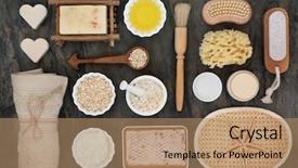  Presentation with skin care natural products - PPT layouts consisting of natural skin care ingredients background and a coral colored foreground