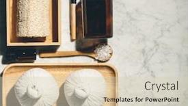  Presentation with skin care natural products - Presentation with natural-skin-care-products-flat background and a soft green colored foreground