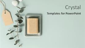  Presentation with eco soap - Presentation design enhanced with natural-skin-care-products-handmade background and a light gray colored foreground
