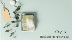  Presentation with skin care natural products - PPT theme with natural-skin-care-products-handmade background and a soft green colored foreground