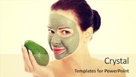  Presentation with natural skincare - Slide deck with natural skincare - beautiful woman with facial mask background and a lemonade colored foreground