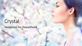  Presentation with beautiful spring flowers - Colorful slide set enhanced with natural skincare - spring fashion girl outdoor portrait backdrop and a sky blue colored foreground