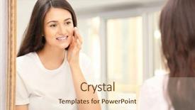 Presentation with facial - PPT layouts featuring natural skincare products - beautiful girl applying facial cream background and a cream colored foreground