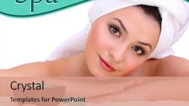  Presentation with woman in sea - Presentation theme with natural skincare products - beautiful young woman with towel background and a  colored foreground