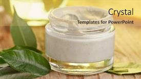  Presentation with natural skincare - Audience pleasing PPT theme consisting of natural skincare products - botte of organic cream backdrop and a  colored foreground