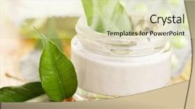  Presentation with natural skincare - Slide set having natural skincare products - bottle of organic cream background and a soft green colored foreground