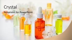  Presentation with oils - Slides featuring natural skincare products - bottles of essential aromatic oils background and a lemonade colored foreground