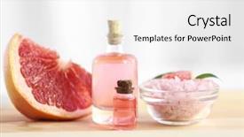  Presentation with table salt - Slide deck featuring natural skincare products - grapefruit slice bottles with essential background and a white colored foreground