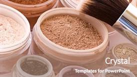  Presentation with makeup products - Cool new slides with natural skincare products - makeup articles backdrop and a coral colored foreground