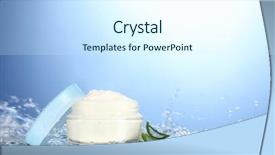  Presentation with blue water - Cool new presentation with natural skincare products - opened jar of cream backdrop and a cool aqua colored foreground