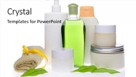  Presentation with cosmetics beauty cosmetic white - Slide deck with natural skincare products - spa cosmetics isolated on white background and a white colored foreground