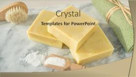  Presentation with homemade soap - Presentation design having natural-soap-homemade-bars background and a soft green colored foreground